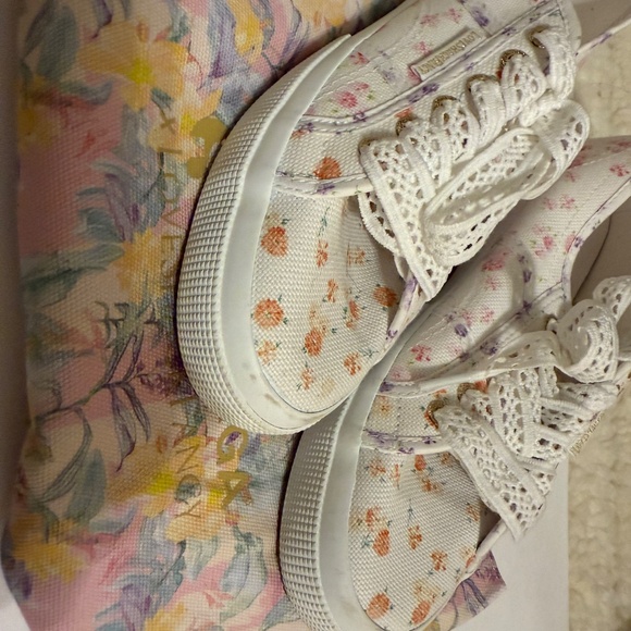 Superga x LoveShackFancy White Floral Low Top Sneakers - Picture 2 of 4